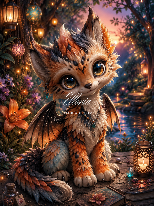 Le Petit Gardien des Lanternes | Diamond Painting créature fantasy Elloria