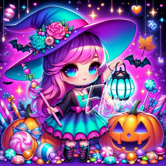 🎃 Diamond Painting – Chibi Sorcière Magique d’Halloween 🌙✨