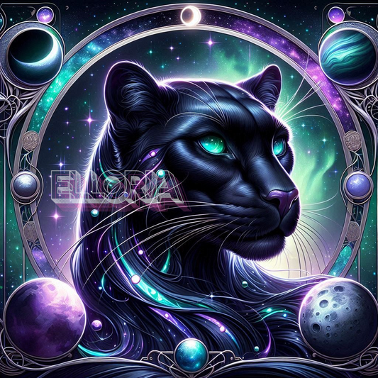 Diamond Painting – Panthère Cosmique & Énergies Lunaires – Kit Complet Elloria