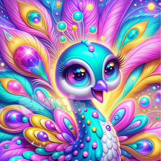 Diamond Painting – Paon féerique arc-en-ciel scintillant