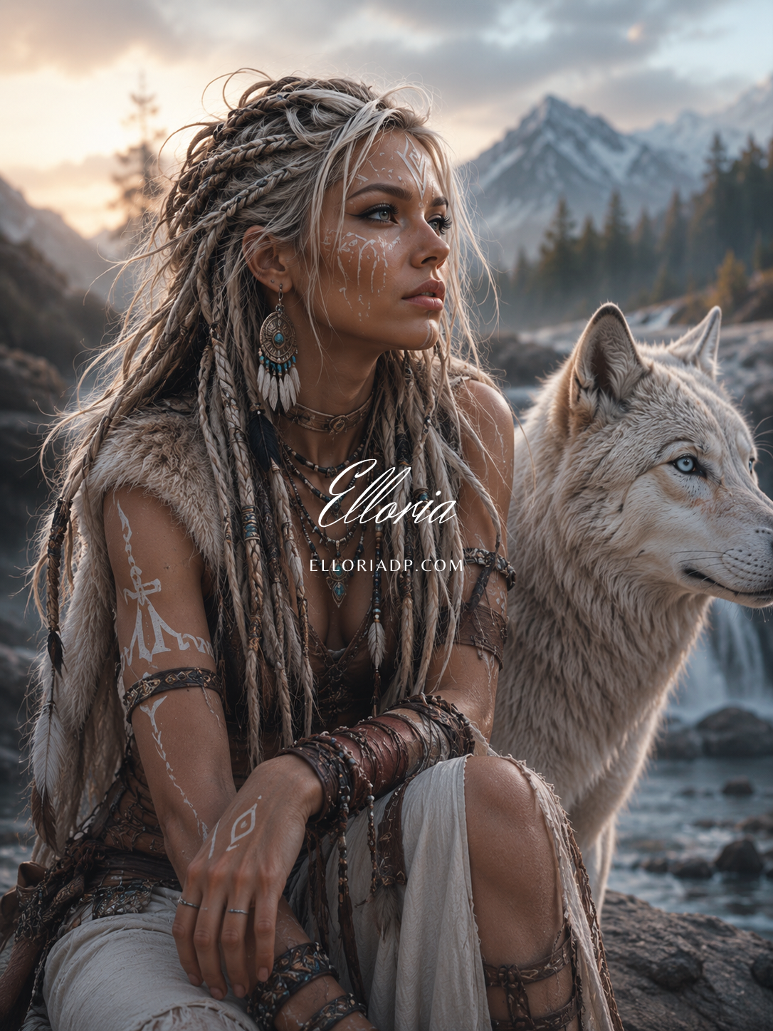 L’Âme du Loup Blanc – Diamond Painting Nordique | Elloria