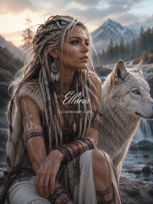 L’Âme du Loup Blanc – Diamond Painting Nordique | Elloria
