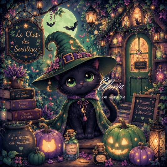 Le Chat des Sortilèges – Diamond Painting Halloween Féerique | Elloria