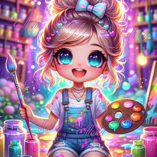🎨 Kit Diamond Painting Elloria – “Mila, la petite artiste”