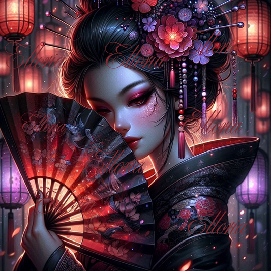 🎎 Kit Diamond Painting Elloria – “Akira, la Geisha des Lanternes”
