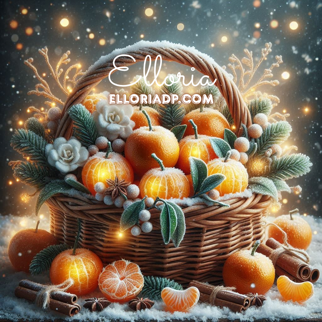 🍊✨ Diamond Painting – Panier d’Hiver aux Clémentines (By Elloria)