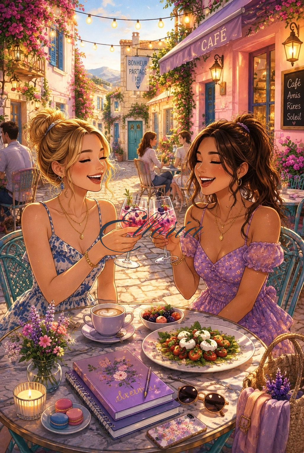 Diamond Painting Instants Précieux | Café Fleuri entre Amies | Création Originale Elloria