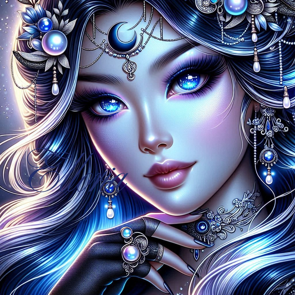 🌙 Déesse de la Lune Étoilée – Diamond Painting Fantasy by Elloria