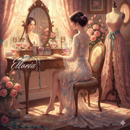 Diamond Painting – La Dame à la Coiffeuse Vintage | Illustration Magique Elloria