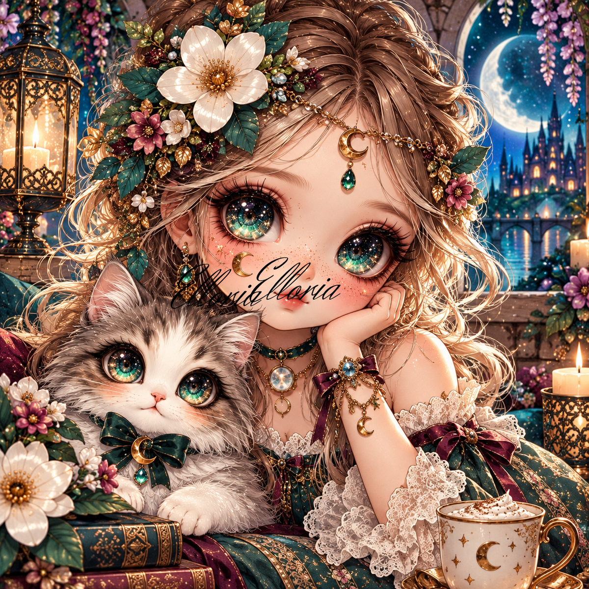 Luna et les Secrets de Minuit – Diamond Painting | Elloria