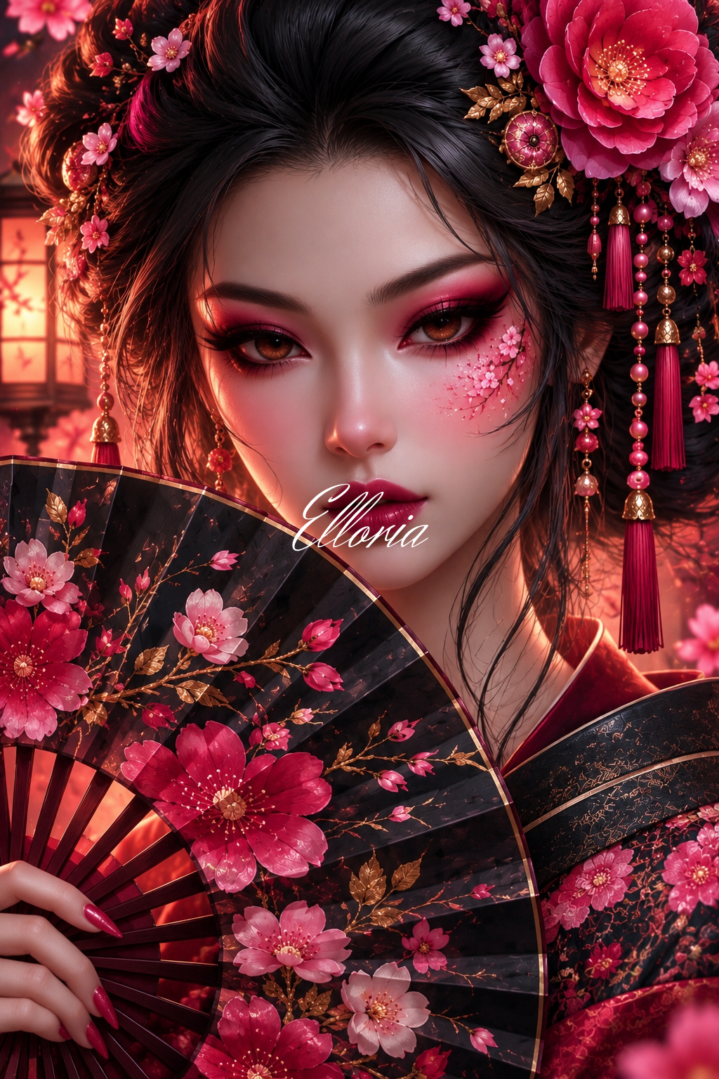 Akemi – Diamond Painting Femme Japonaise & Fleurs | Elloria
