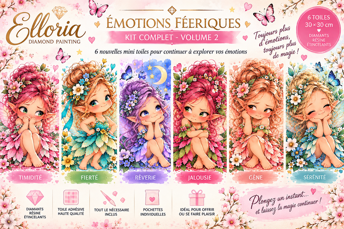 Émotions Féeriques Volume 2 – Kit 6 Diamond Painting 30x30 | Elloria