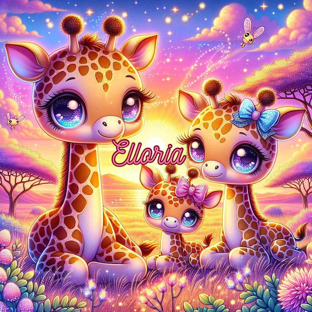 🦒 Diamond Painting – La famille de girafes Louna, Mila & Kéo