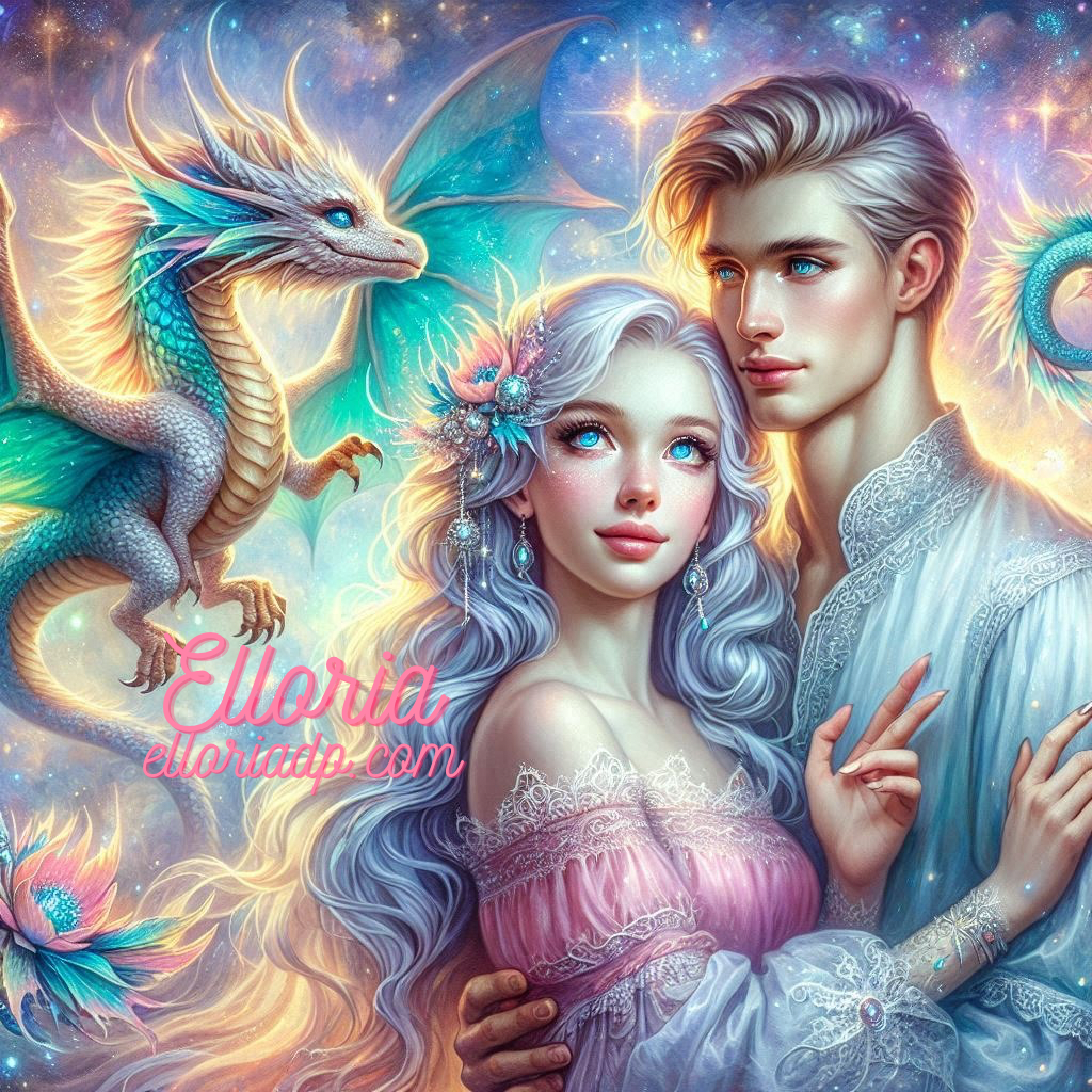 💎 Diamond Painting – Élira, Kael et le Dragon des Étoiles