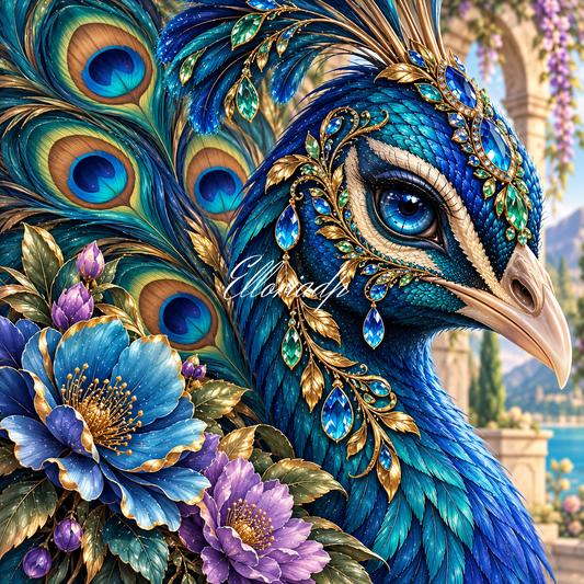 Diamond Painting Paon Bleu Féerique | Elloria