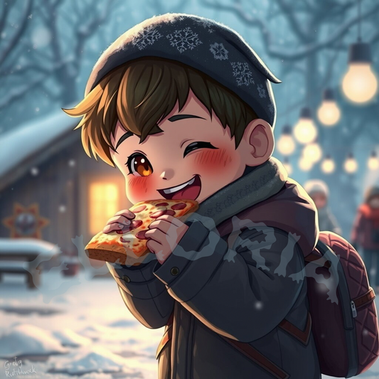 Lucas et la pizza d’hiver -Diamond painting