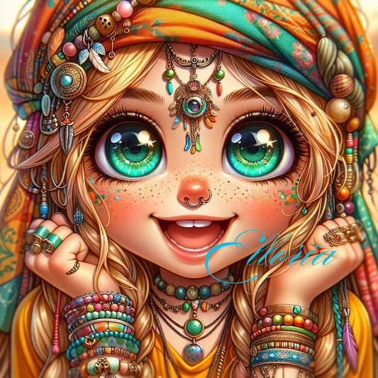 Diamond Painting | Petite Bohème aux yeux d’émeraude