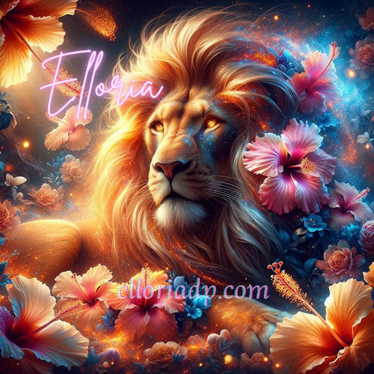 Lion majestueux floral – Diamond Painting fantasy lumineux