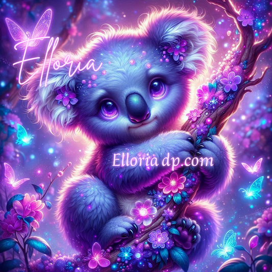Koala féerique aux fleurs lumineuses – Diamond Painting coloré et magique