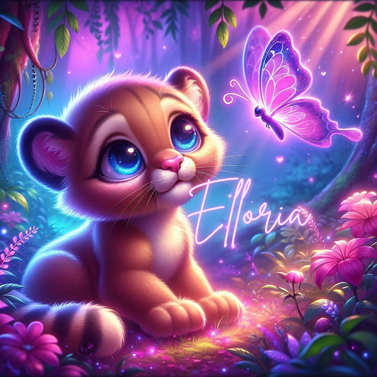 Diamond Painting Lionceau Magique et Papillon Féerique – Elloria