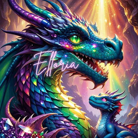 Diamond Painting Dragon Arc-en-Ciel – Mère et Bébé Dragon Magiques