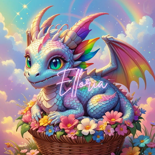 Diamond Painting Bébé Dragon Arc-en-Ciel – Kit complet Féérique et Coloré