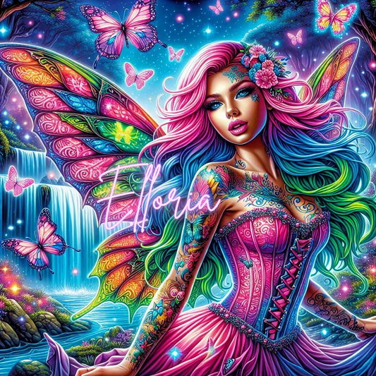 Diamond Painting Fée Tatouée – Ailes Arc-en-Ciel