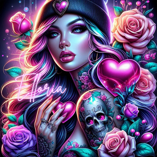 Diamond Painting Portrait Dark Glam & Roses – Kit complet Féérique et Ténébreux