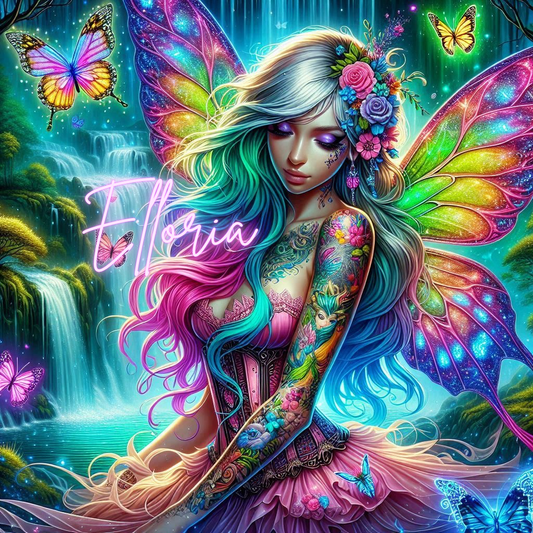 Diamond Painting Fée Arc-en-Ciel Tatouée – Kit complet Magique et Coloré