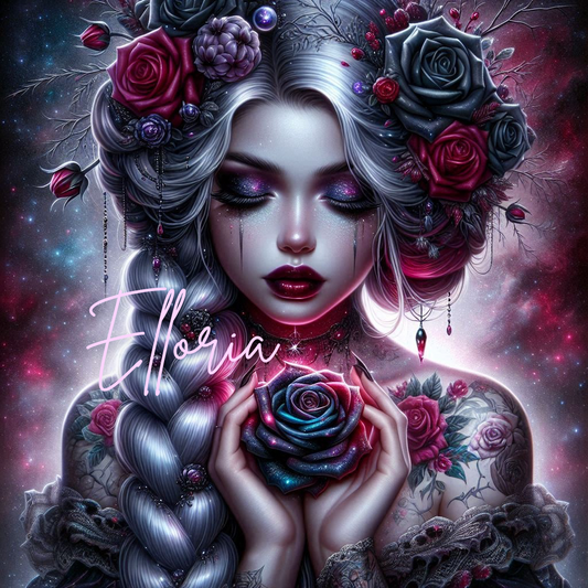 ✨ Femme aux Roses Sombres & Enchantées – Kit de Diamond Painting Fantasy Elloria ✨