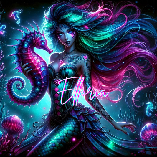 ✨ Sirène & Hippocampe Magique – Kit de Diamond Painting Fantasy Elloria ✨