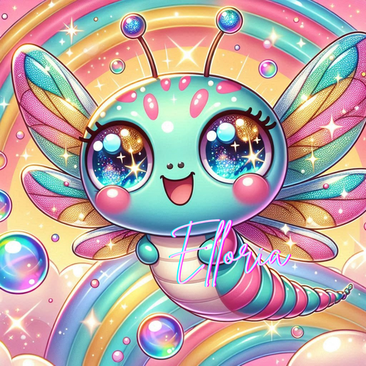 Kit Diamond Painting Elloria – Papillon kawaii féerique arc-en-ciel