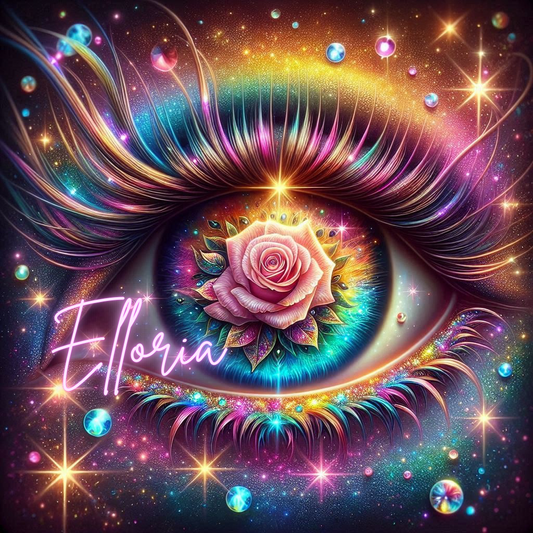 Diamond Painting Œil Cosmique & Rose Éternelle – Kit complet Elloria | Arc-en-ciel magique