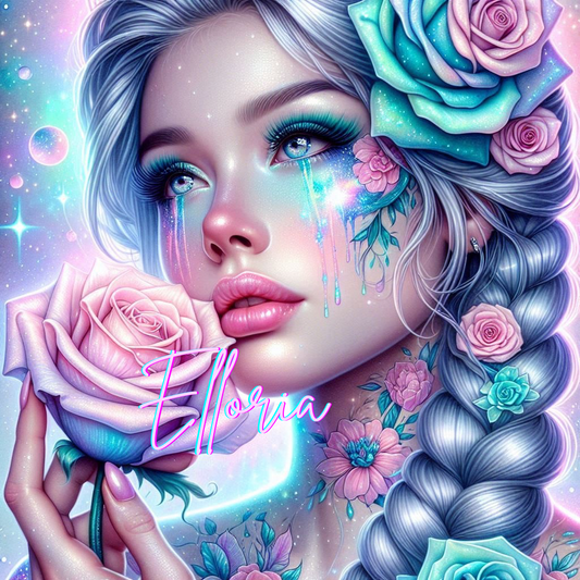 Diamond Painting Femme aux Roses Magiques – Kit complet Elloria | Portrait féerique & poétique