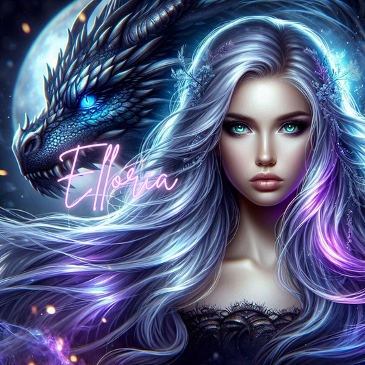 Diamond Painting Femme Mystique & Dragon – Kit complet Elloria | Fantasy féerique lunaire