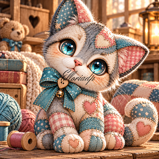 Patchou, le Petit Chat aux Mille Cœurs – Diamond Painting | Elloria