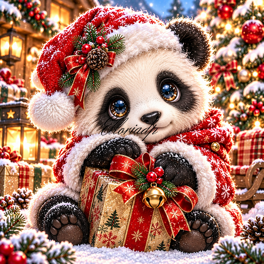 🐼 Le Petit Panda de Noël – Diamond Painting | Elloria